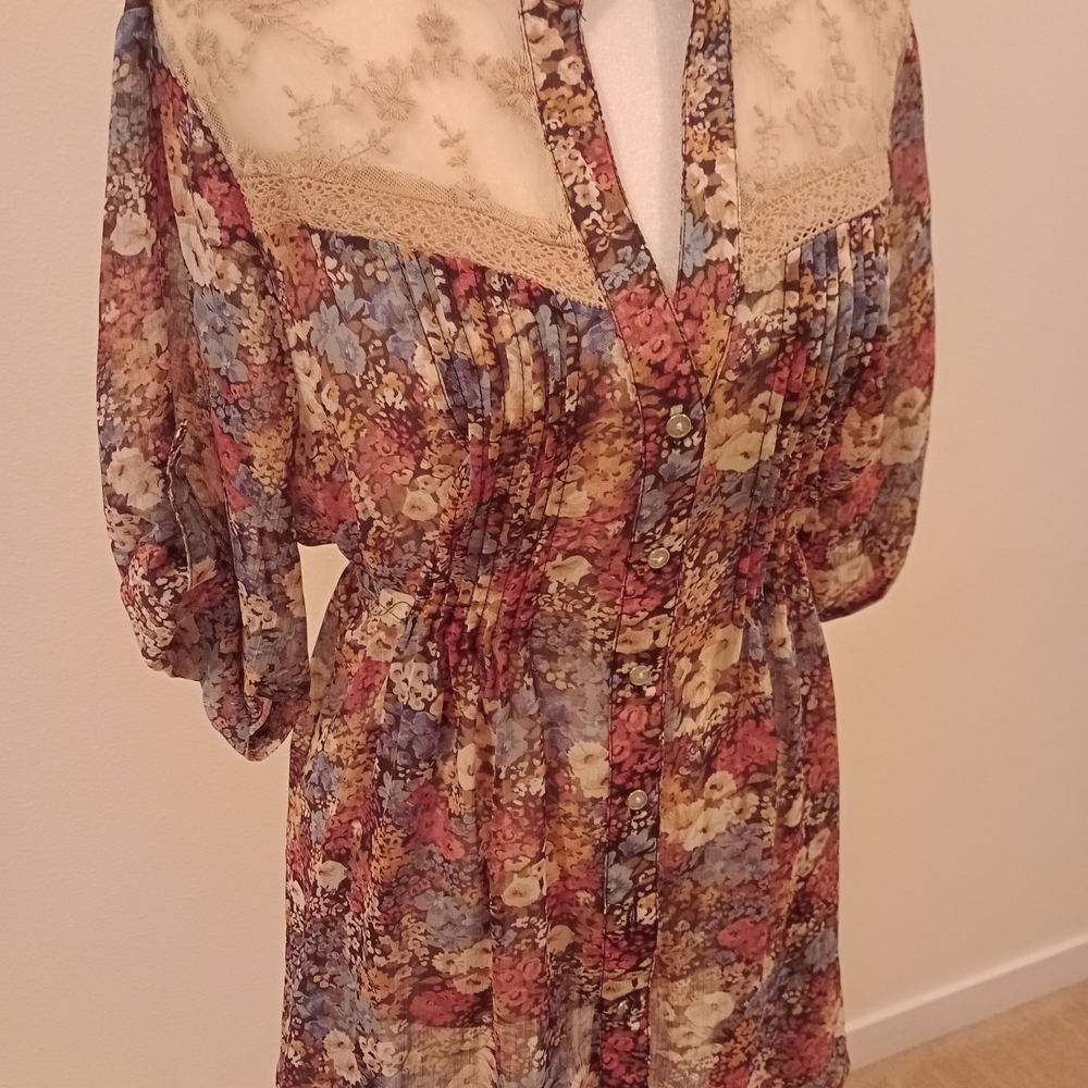 American Rag Floral Sheer Blouse - Multicolor - Picture 7 of 9